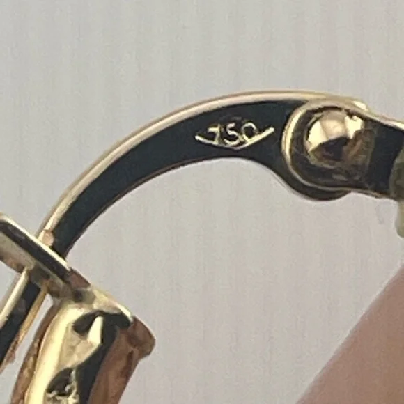 18K Gold Huggie Earrings with Champagne South Sea Pearl Drops 12mm - Picture 7 of 16